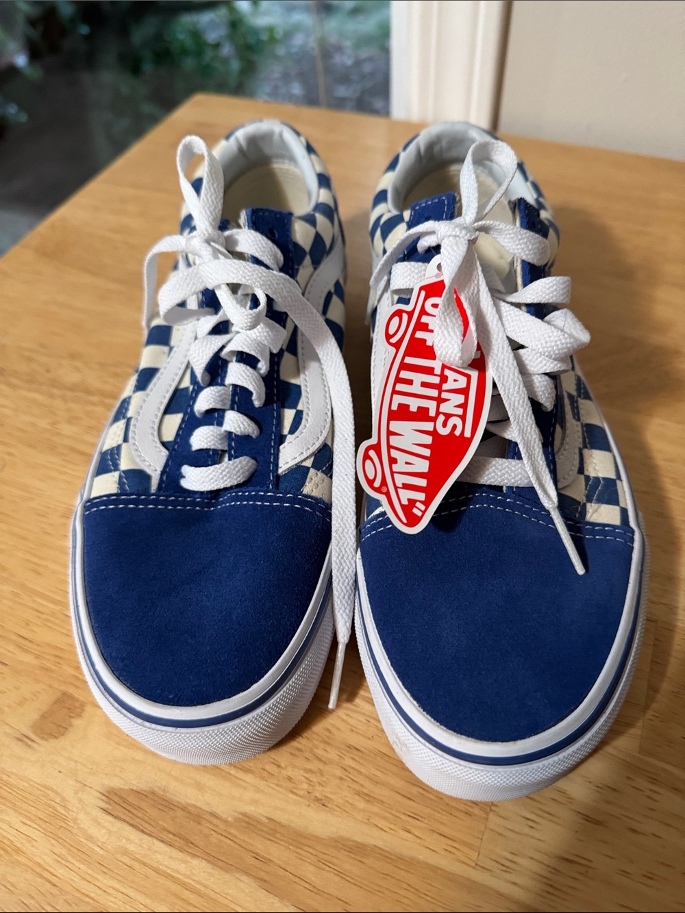 Vans Old Skool Checkerboard Sneakers in Blue and White